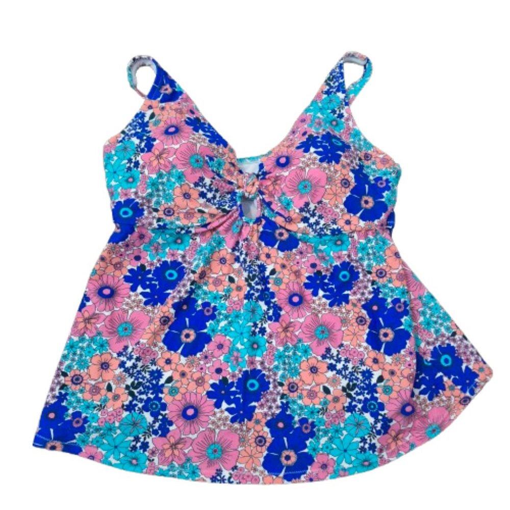 NWT Raisons Curve Muna Blue Pink Tankini Top Size 20W
